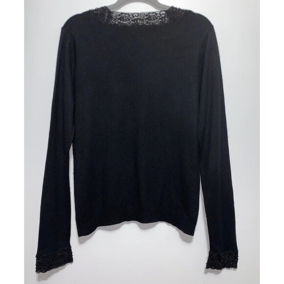 Lauren Ralph Lauren Black Silk And Cashmere Beaded Sleeve Neck Sweater X-LARGE - Picture 4 of 7